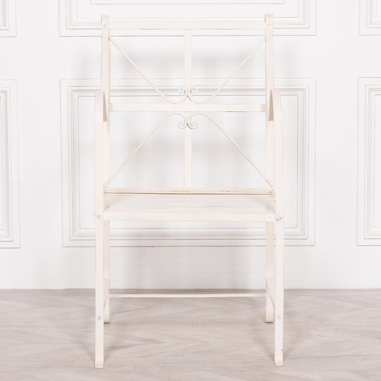 Distressed Cream Metal Garden Chair - Set of 2