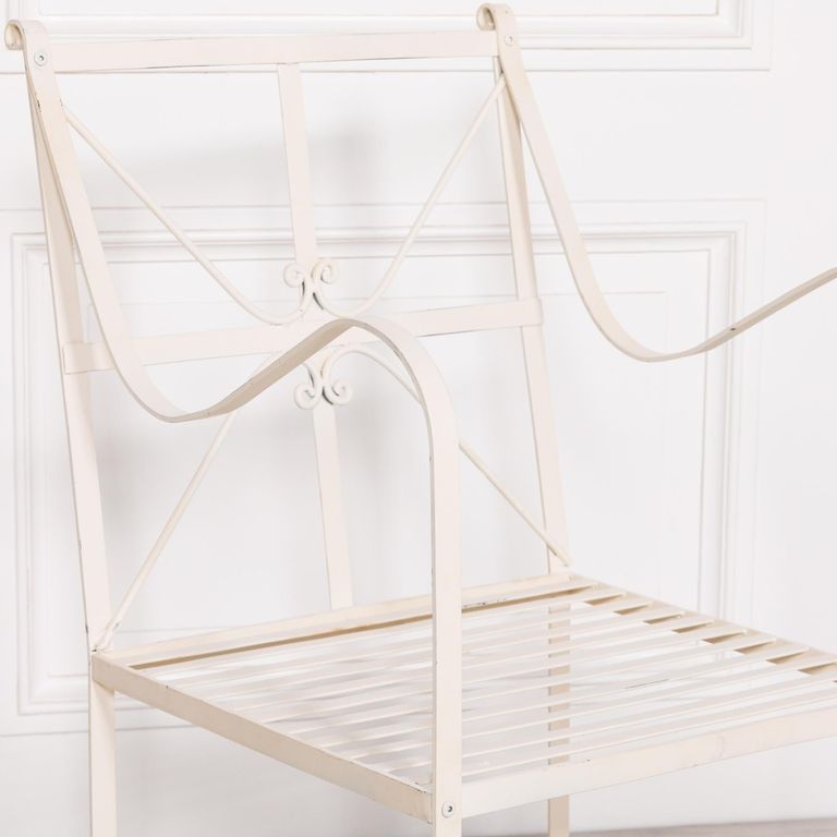 Distressed Cream Metal Garden Chair - Set of 2