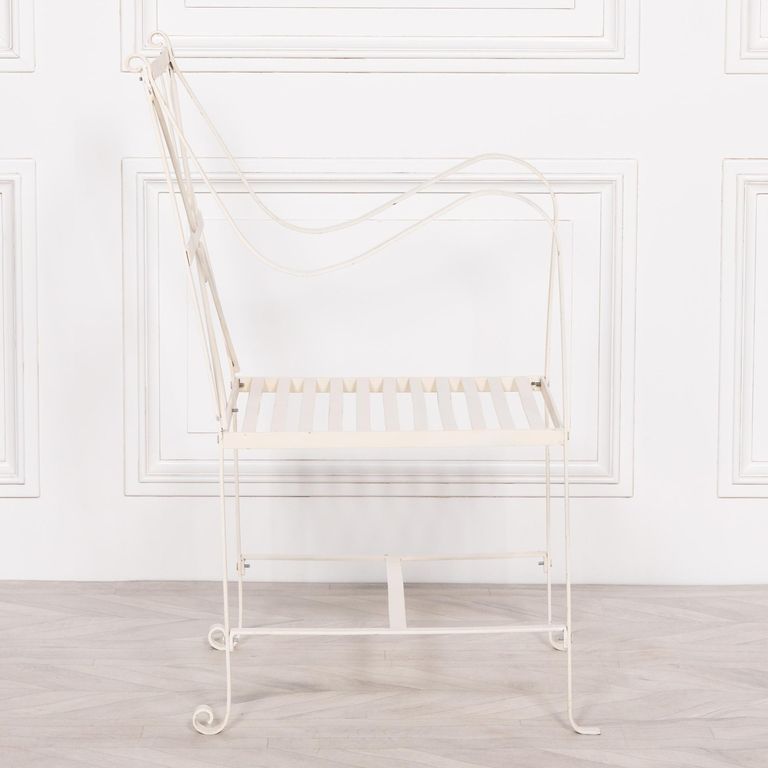 Distressed Cream Metal Garden Chair - Set of 2