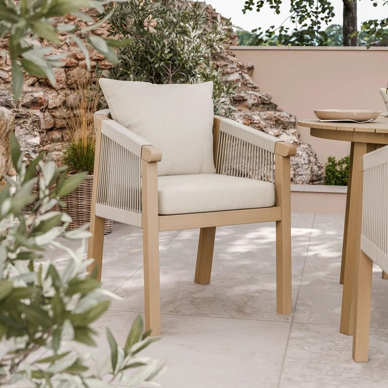 Roma Garden Dining Chairs - Set of 2 - Beige Rope