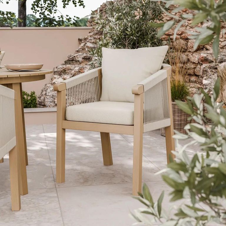 Roma Garden Dining Chairs - Set of 2 - Beige Rope
