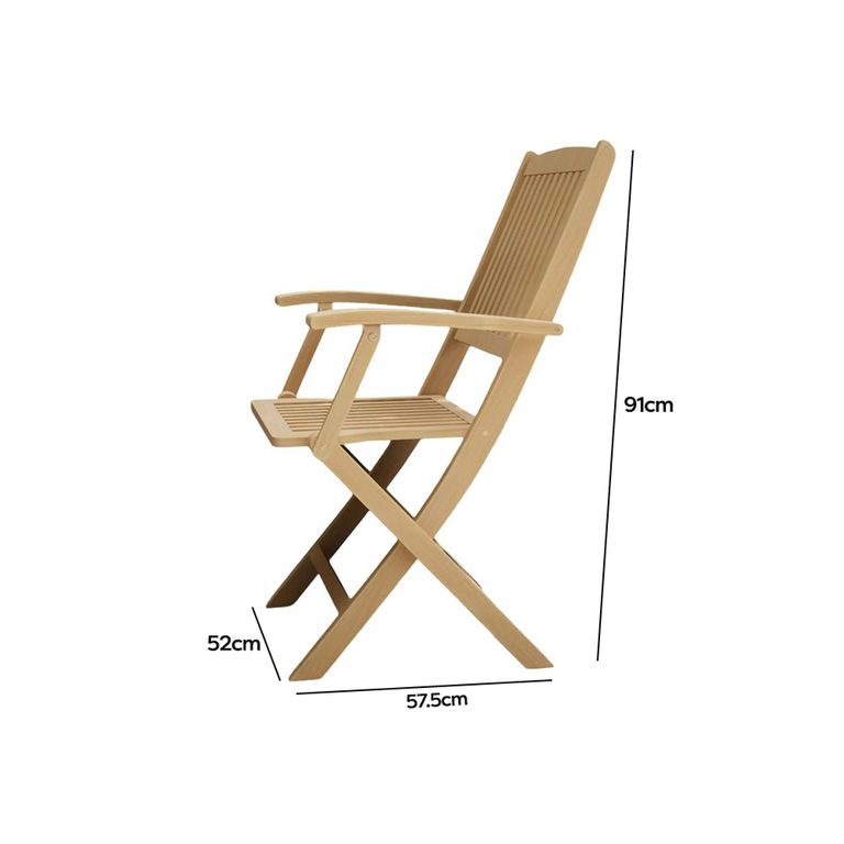 London Garden Folding Dining Armchairs - Set of 2 - Acacia Wood
