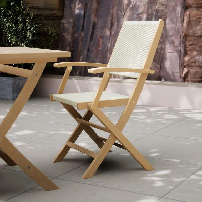 London Garden Rope Folding Dining Armchairs - Set of 2 - Acacia Wood