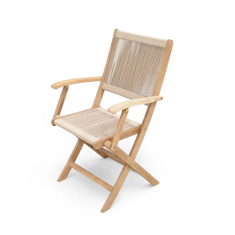 London Garden Rope Folding Dining Armchairs - Set of 2 - Acacia Wood