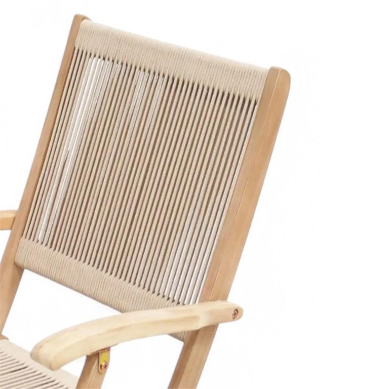 London Garden Rope Folding Dining Armchairs - Set of 2 - Acacia Wood