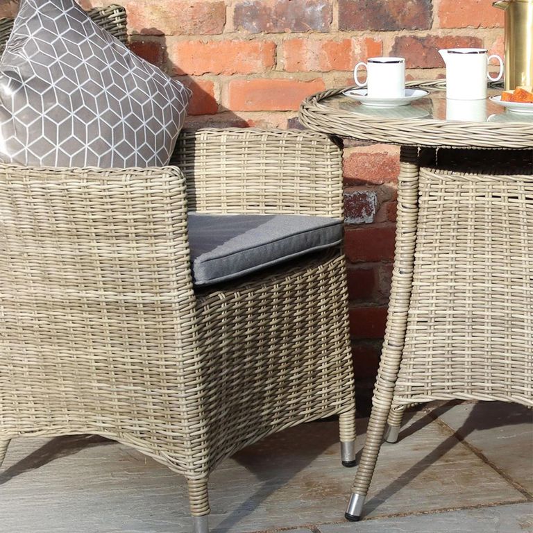 Wentworth Garden Dining Chairs - Set of 2 - Carver - Beige - Rattan