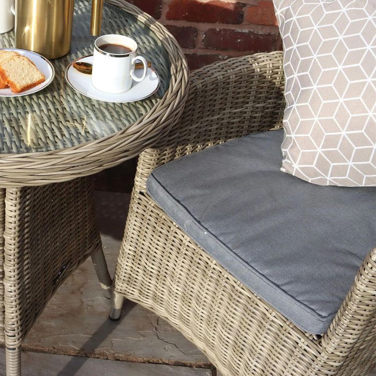 Wentworth Garden Dining Chairs - Set of 2 - Carver - Beige - Rattan