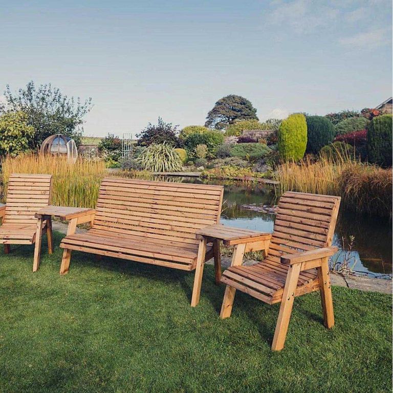 Churnet Valley Redwood Garden Bench and Chairs Garden Set