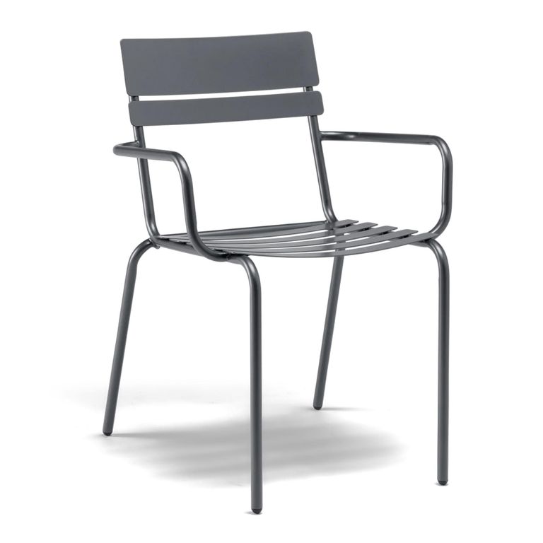 Oslo Garden Stacking Dining Armchair - Grey Metal