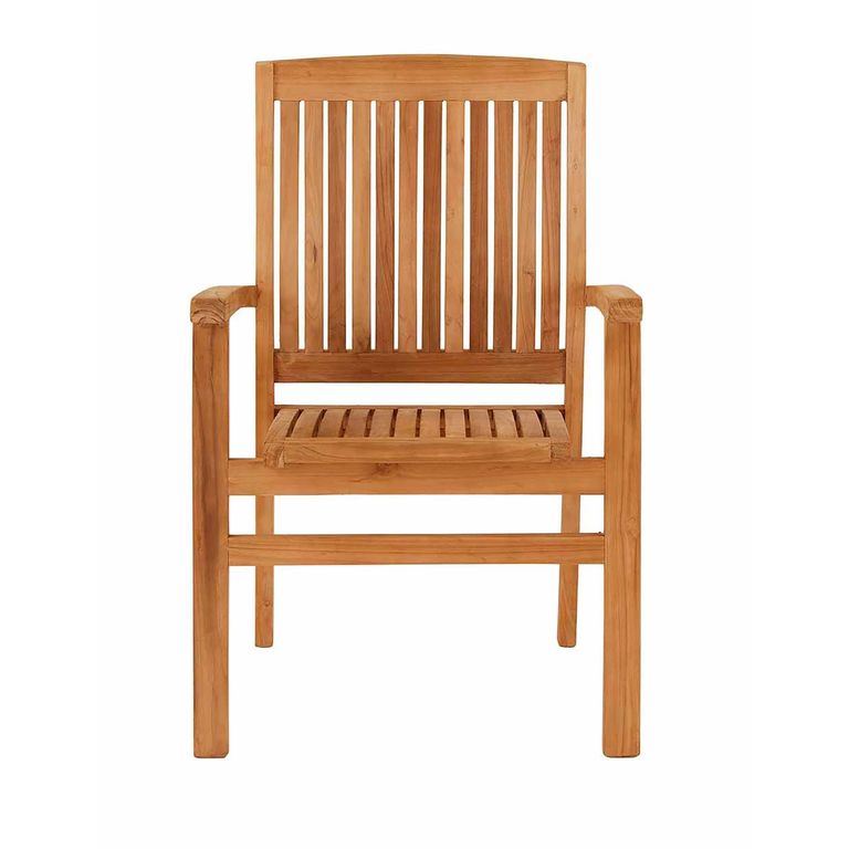 2 x Henley Outdoor Teak Carver Stacking Dining Chair