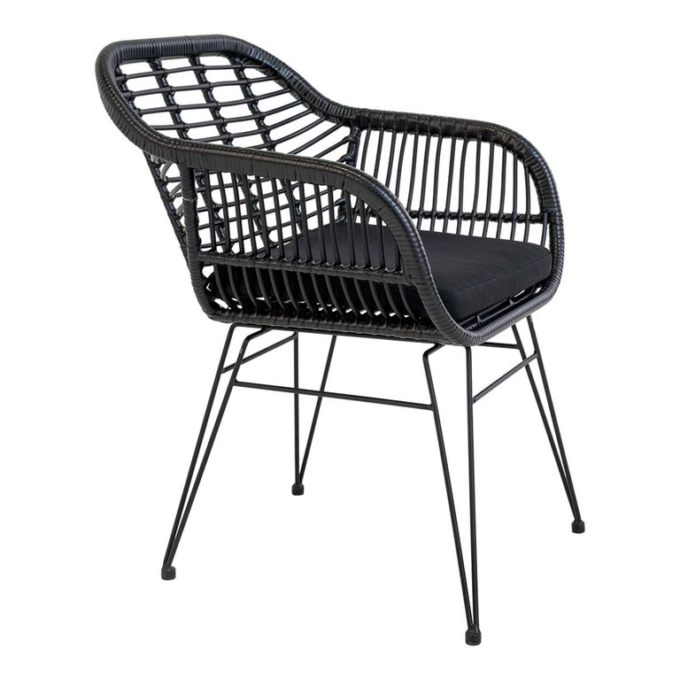 Trieste Garden Dining Armchair - Set of 2 - Black Rattan