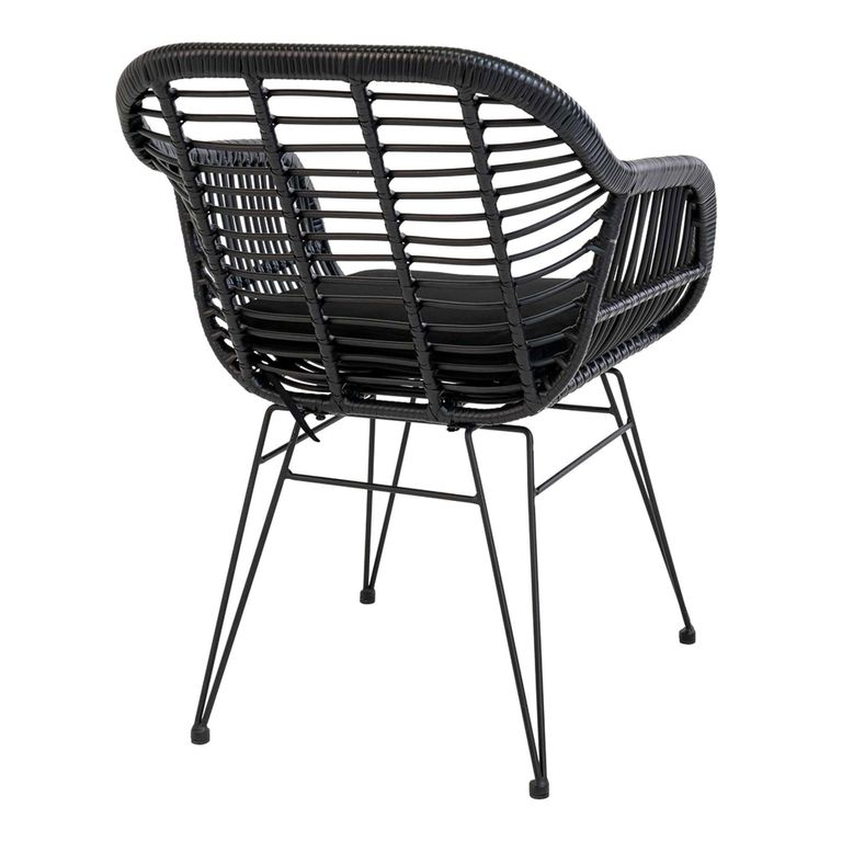 Trieste Garden Dining Armchair - Set of 2 - Black Rattan