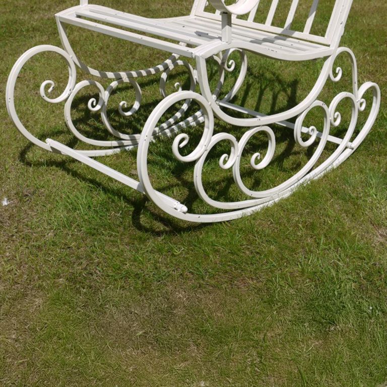 Garden Chair - Antique Cream Metal - Rocking