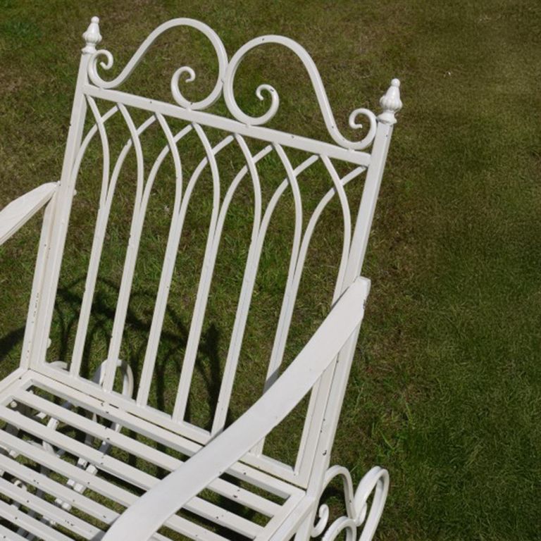 Garden Chair - Antique Cream Metal - Rocking