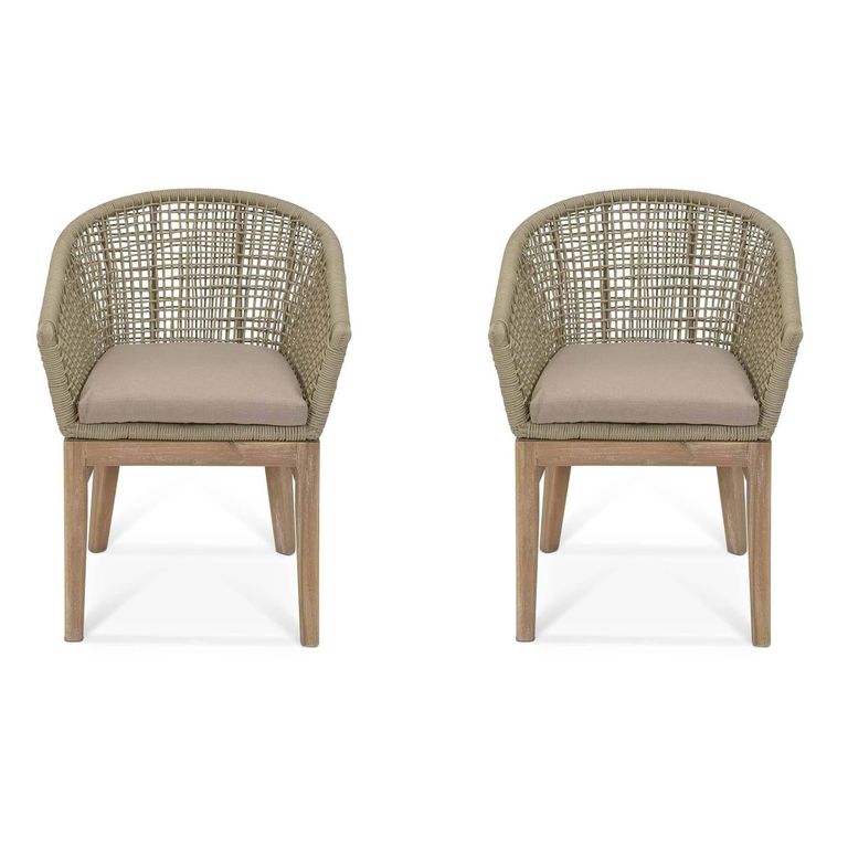 Lynton Outdoor Dining Chairs with Arms Set of 2 Grey