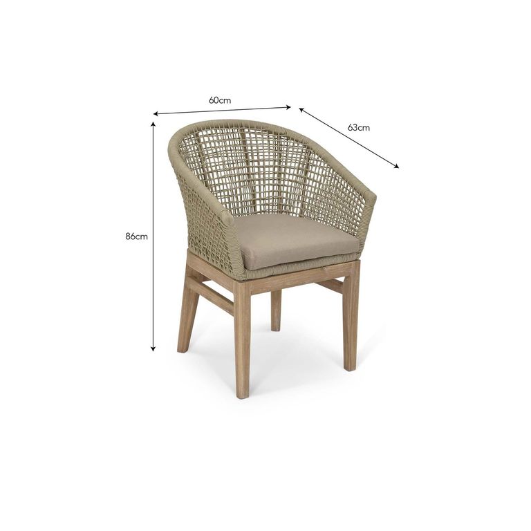 Lynton Outdoor Dining Chairs with Arms Set of 2 Grey