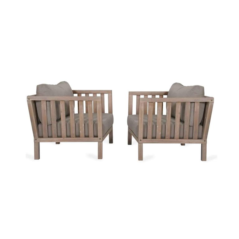 Porthallow Outdoor Armchairs Set of 2 Natural Acacia Wood