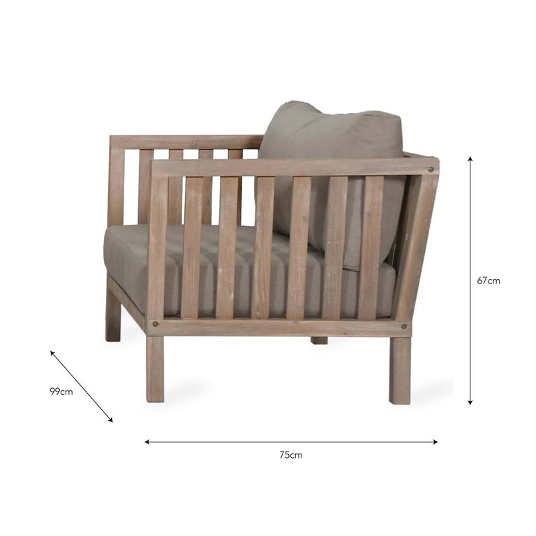 Porthallow Outdoor Armchairs Set of 2 Natural Acacia Wood