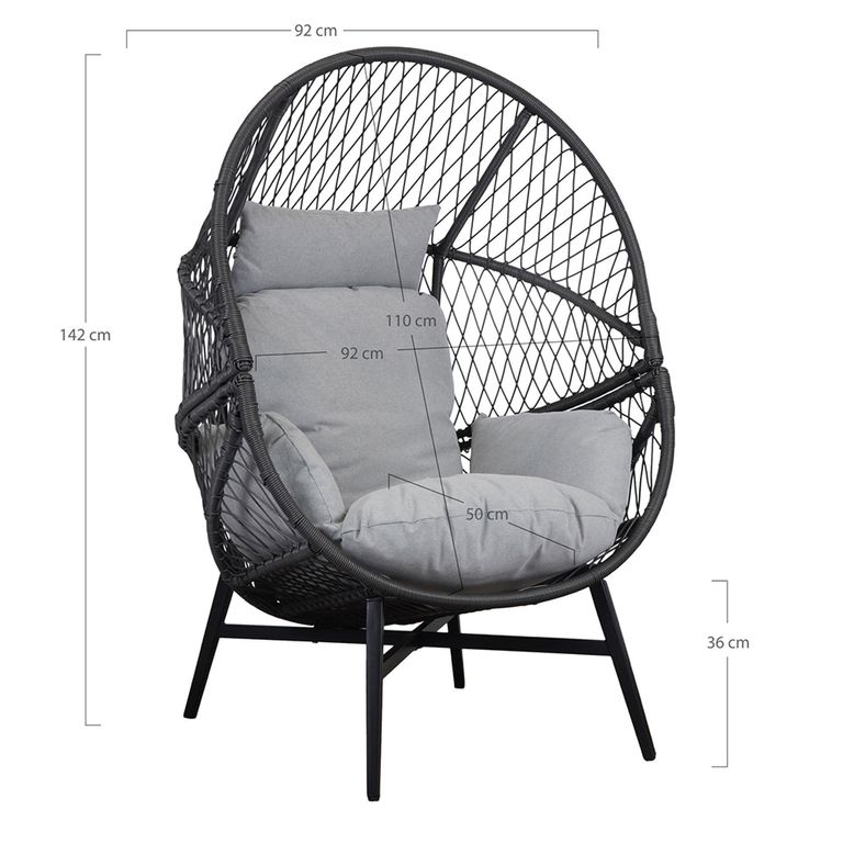 Rosario Garden Lounge Chair - Black - Metal