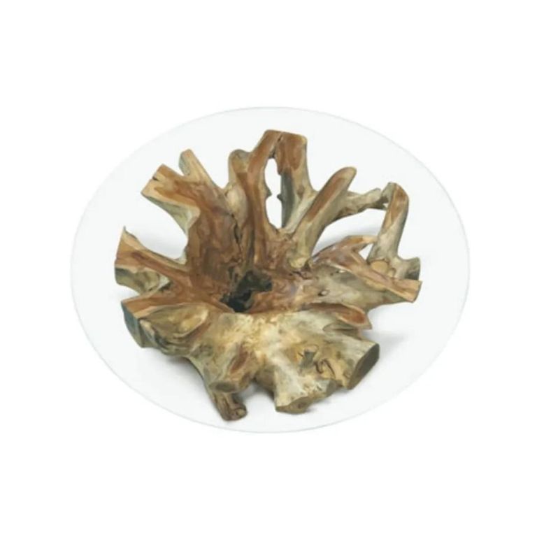 Lombok Teak Root & Glass Coffee Table - Round Large