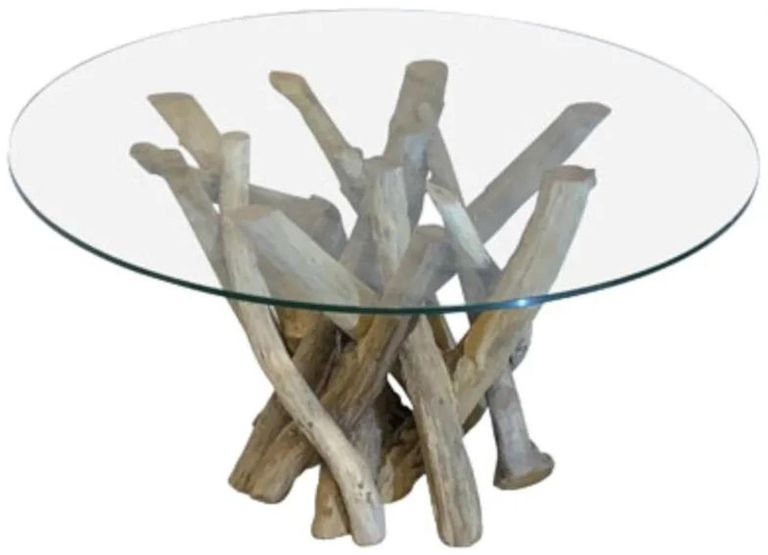 Driftwood Root & Glass Coffee Table - Round