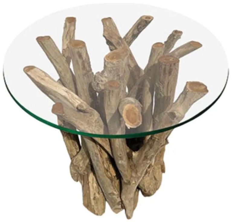 Driftwood Root & Glass Side Table - Round