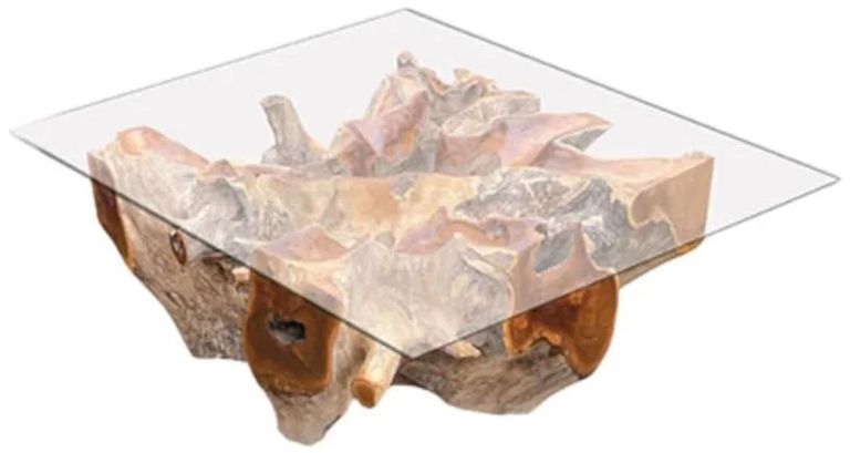 Lombok Root & Glass Coffee Table - Square