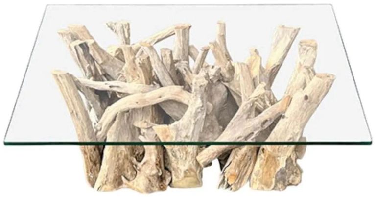 Driftwood Root & Glass Coffee Table - Small