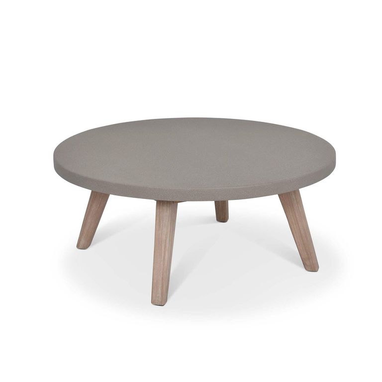 Lynton Outdoor Round Coffee Table Grey Faux Concreate