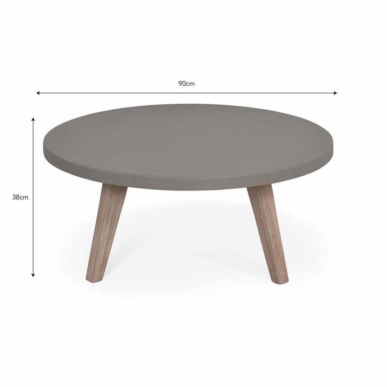 Lynton Outdoor Round Coffee Table Grey Faux Concreate