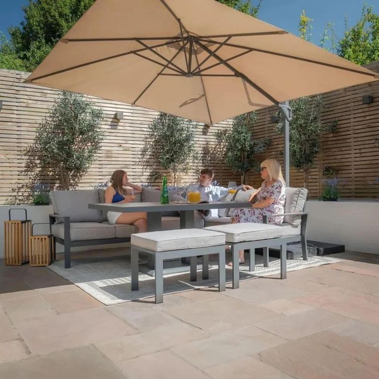 Vancouver Corner Garden Dining Set - Rising Table - Dove Grey