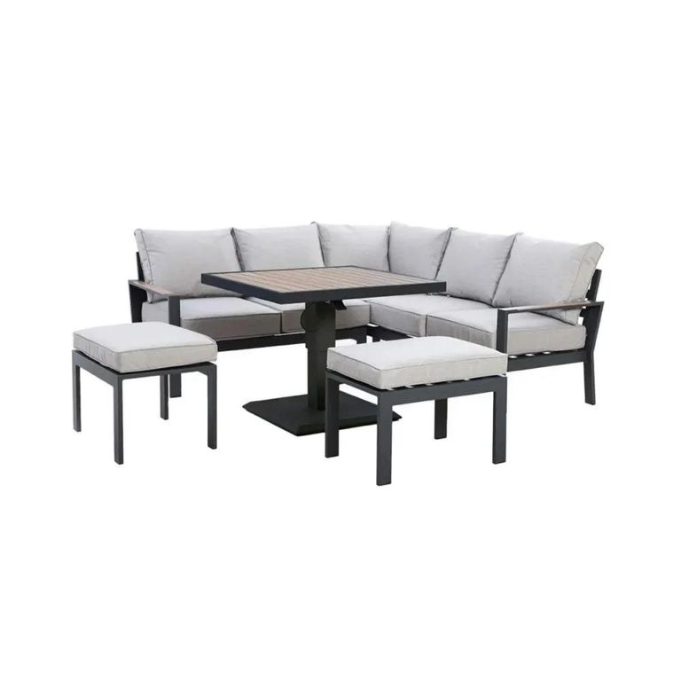 New York Round Garden Dining Set - 4 Seater - 120cm - Dove Grey