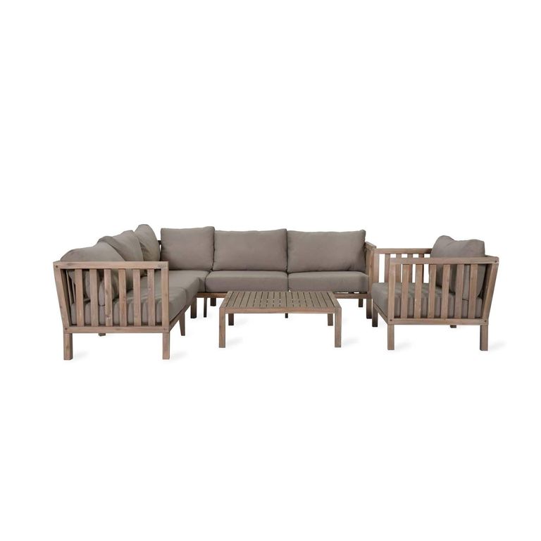 Porthallow Outdoor Corner Sofa Set Natural Acacia Wood