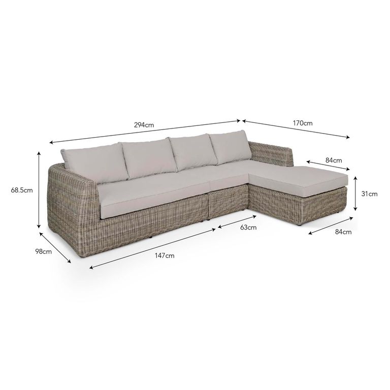 Skala Outdoor Corner Sofa Set Light Rattan