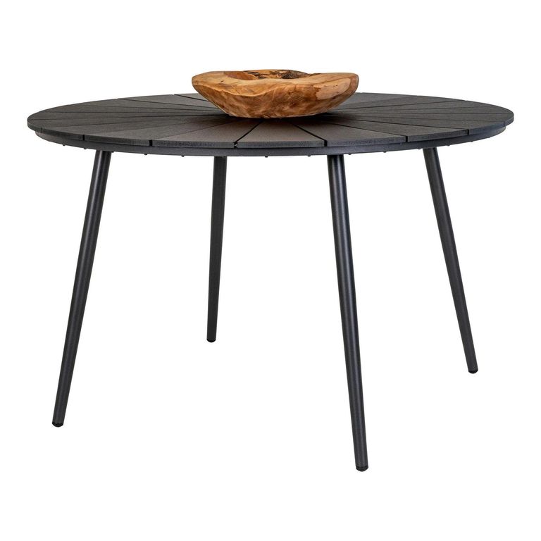 Atlanta Round Garden Dining Table - 4 Seater - Black - Wood - 120cm