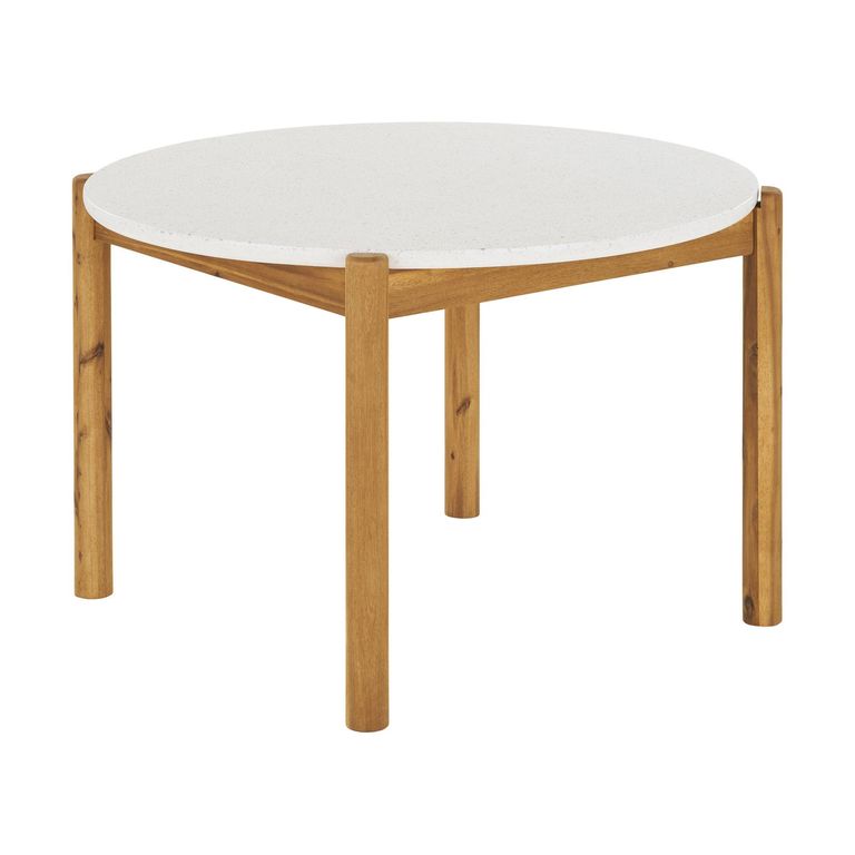 Terracina Round Garden Dining Table - 4 Seater - White Concrete Top - 120cm