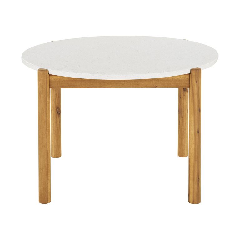 Terracina Round Garden Dining Table - 4 Seater - White Concrete Top - 120cm