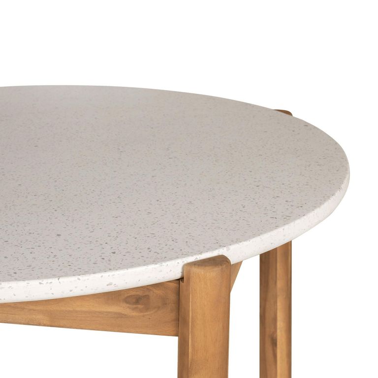 Terracina Round Garden Dining Table - 4 Seater - White Concrete Top - 120cm