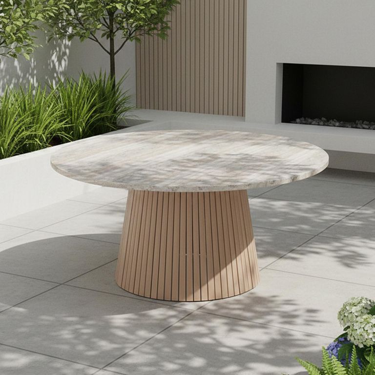 Jupiter Garden Round Dining Table - 150cm - 6 Seater - Natural Concrete Top