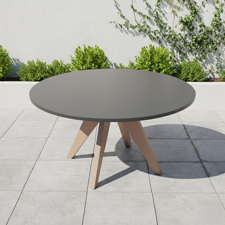 Luna Garden Round Dining Table - 150cm - 6 Seater - Warm Grey Concrete Top