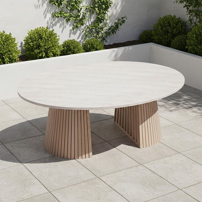 Saturn Garden Ellipse D Conical Oval Dining Table - 200cm - 8 Seater - Natural Concrete Top