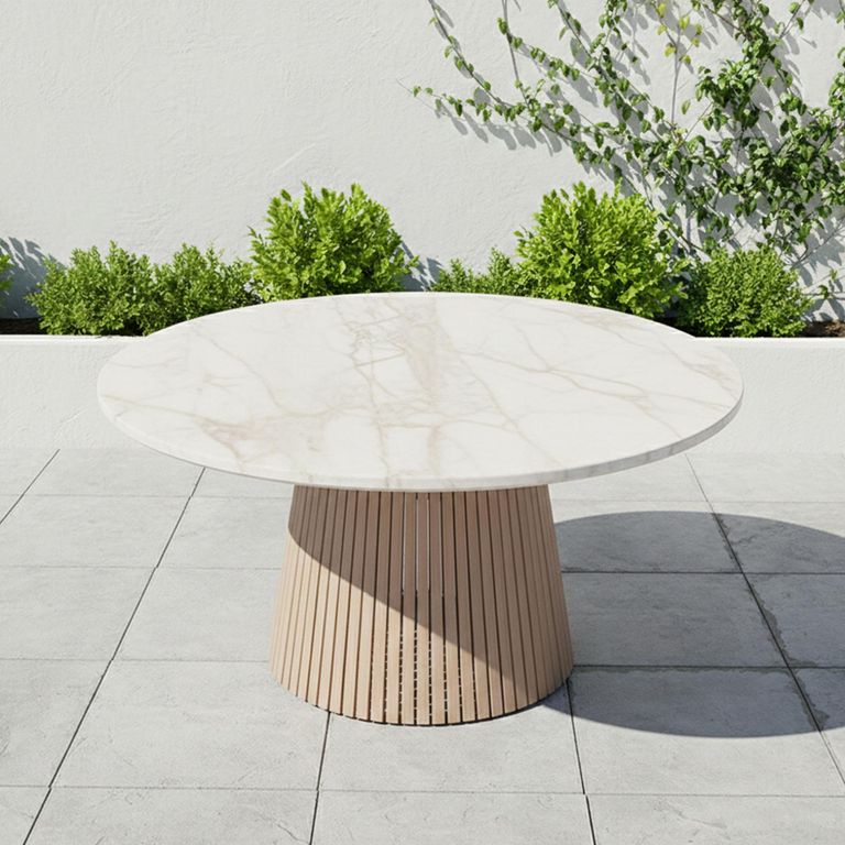 Saturn Garden Round Dining Table - 150cm - 6 Seater - Natural Concrete Top