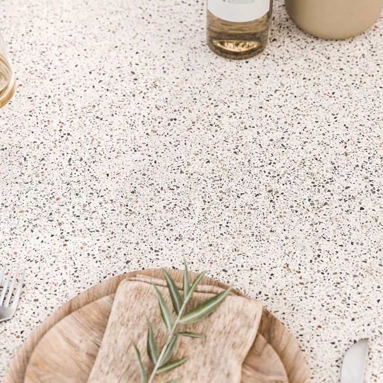 Astral Garden Round Dining Table - 120cm - 4 Seater - Soft Cream Concrete Terrazzo Top