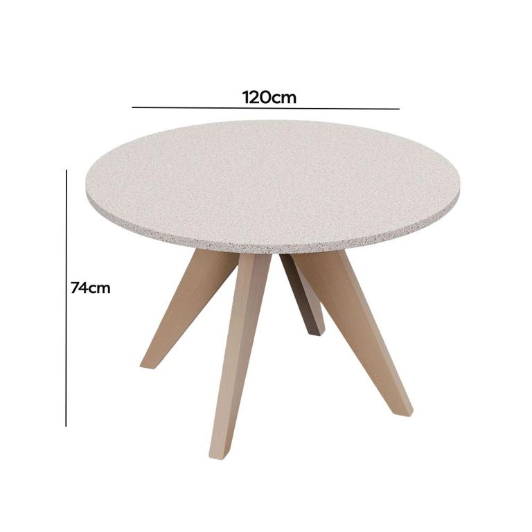 Astral Garden Round Dining Table - 120cm - 4 Seater - Soft Cream Concrete Terrazzo Top