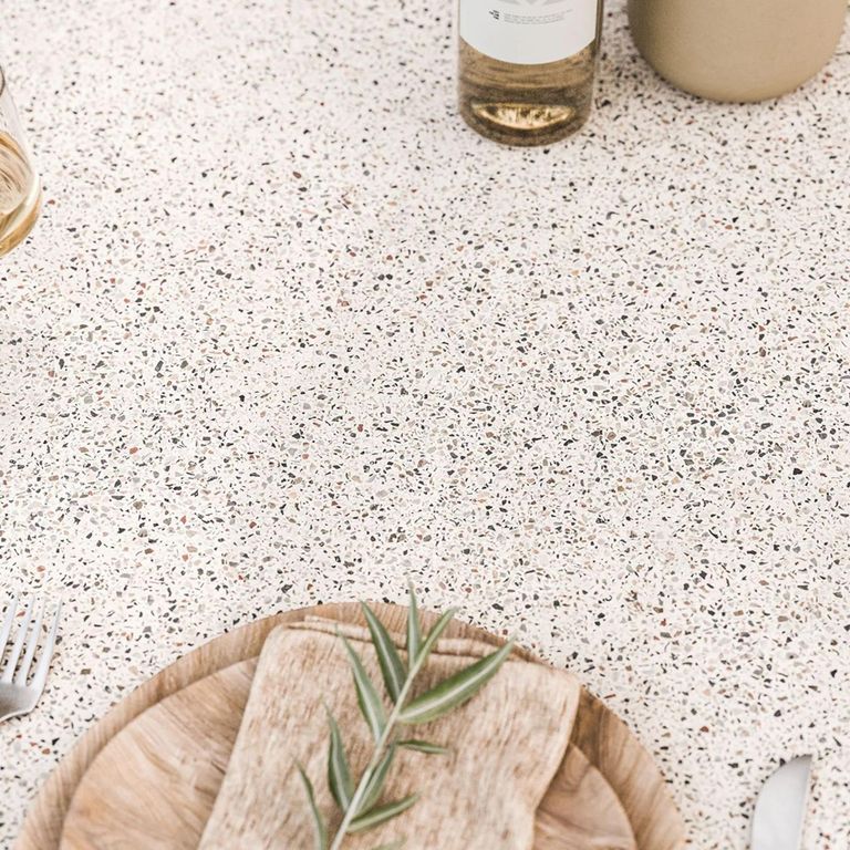 Astral Garden Round Dining Table - 150cm - 6 Seater - Soft Cream Concrete Terrazzo Top