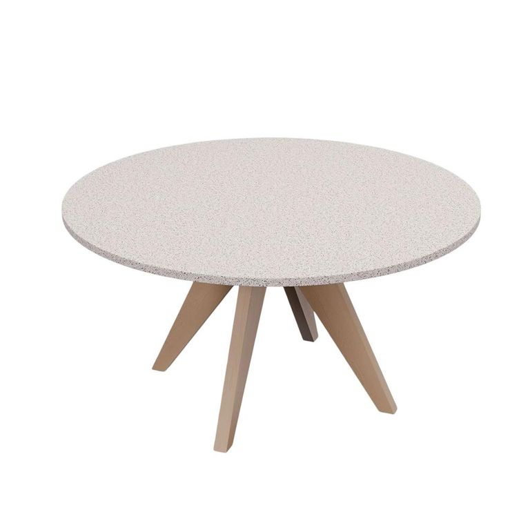 Astral Garden Round Dining Table - 150cm - 6 Seater - Soft Cream Concrete Terrazzo Top