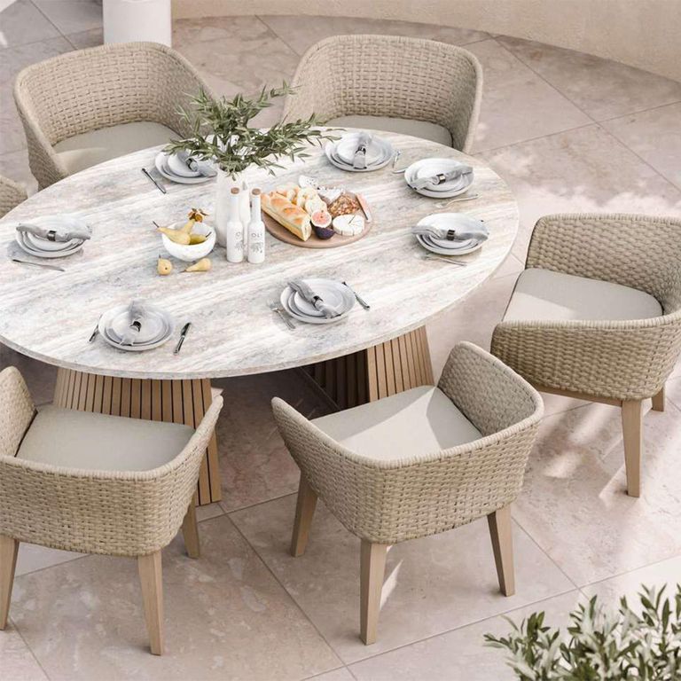 Jupiter Garden Ellipse D Conical Oval Dining Table - 200cm - 8 Seater - Natural Concrete Top