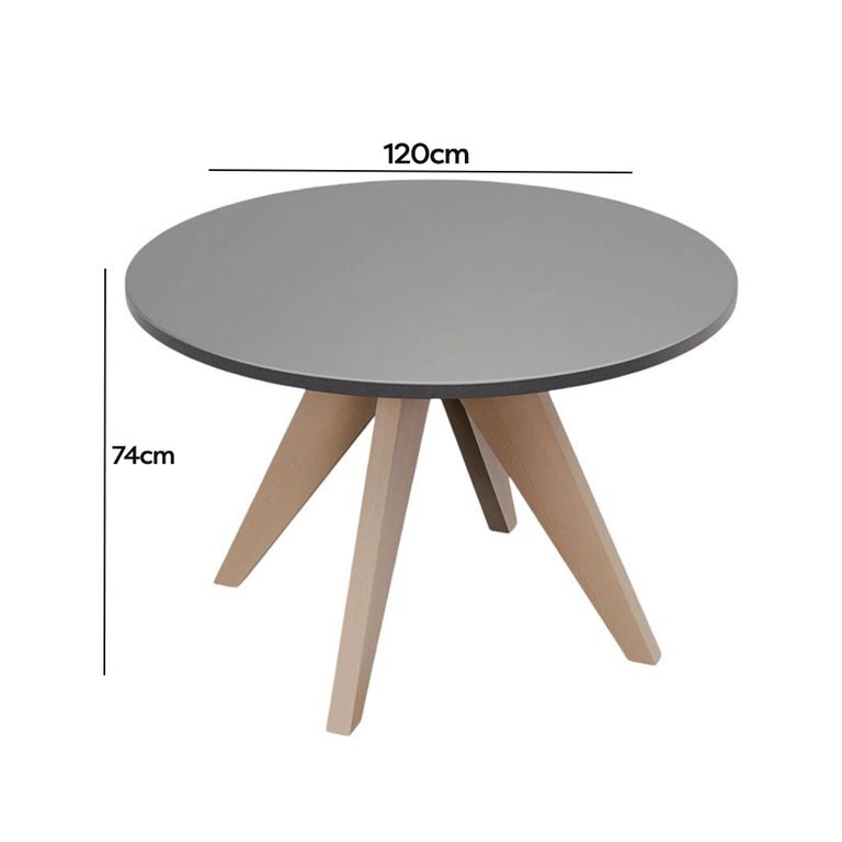 Luna Garden Round Dining Table - 120cm - 4 Seater - Warm Grey Concrete Top