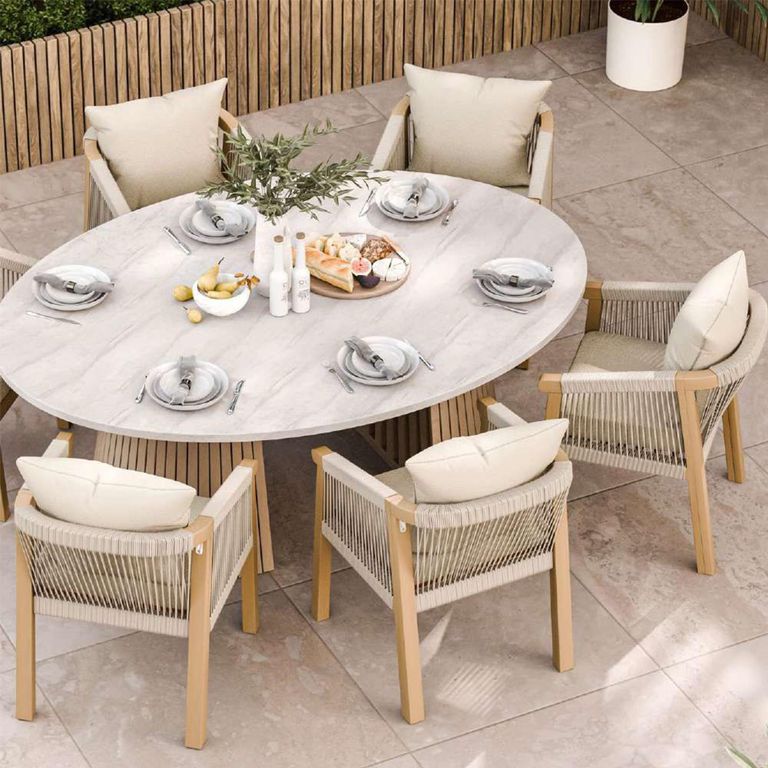 Saturn Garden Ellipse D Conical Oval Dining Table - 200cm - 8 Seater - Natural Concrete Top