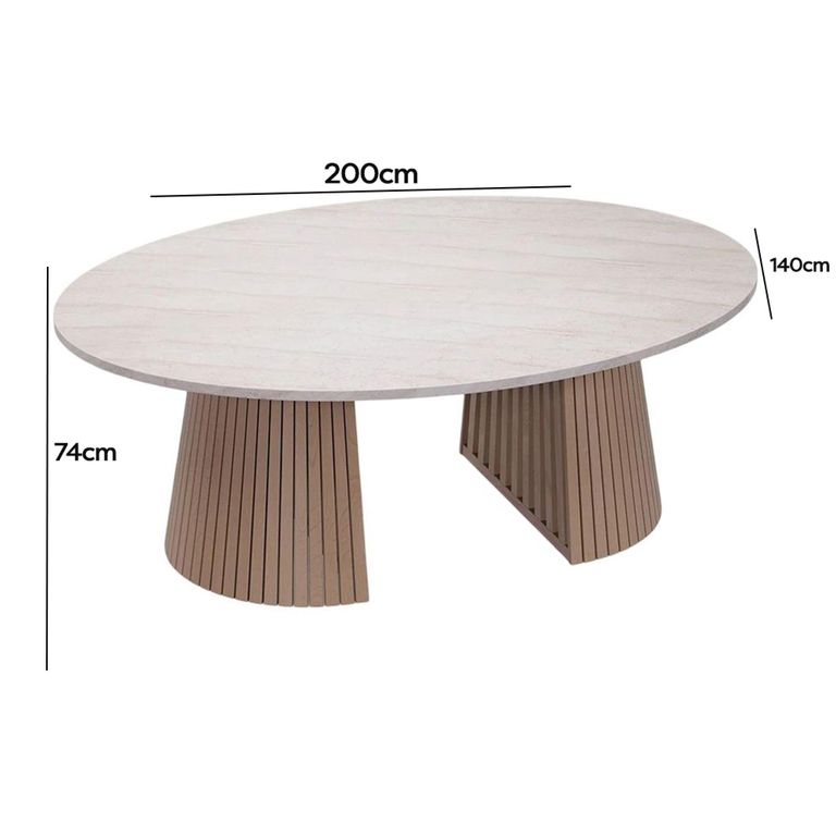 Saturn Garden Ellipse D Conical Oval Dining Table - 200cm - 8 Seater - Natural Concrete Top